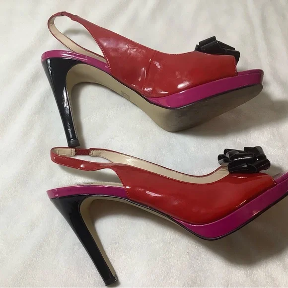 ANNE KLEIN high heels black and red size 8.5 M - Picture 11 of 12